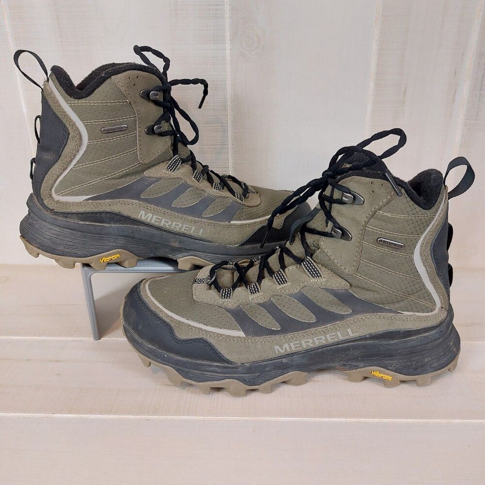 Merrell Moab Speed Thermo Mid WP Men's Sz 9.5 Olive Hiking J066915 Primaloft